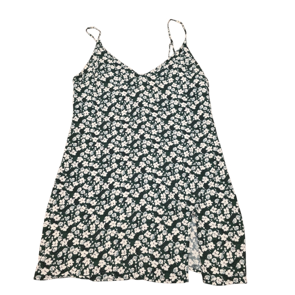 Reformation Floral Green Spaghetti Strap Dress Very Slim Fit L - Picture 8 of 14